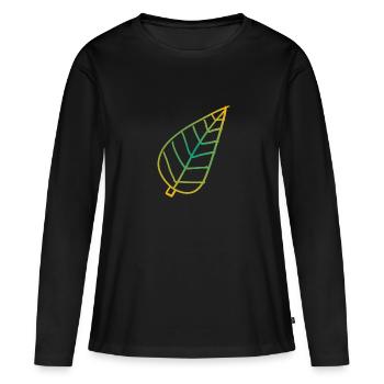 Leaf Nature Motif Symbol Green Yellow - Women's Premium Organic Long Sleeve Shirt - black - Front - Julia (174cm)