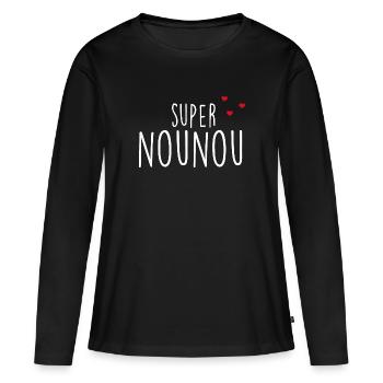 Super Nounou Citation Femme Métier - T-shirt manches longues Premium bio Femme - noir - Devant - Julia (174cm)