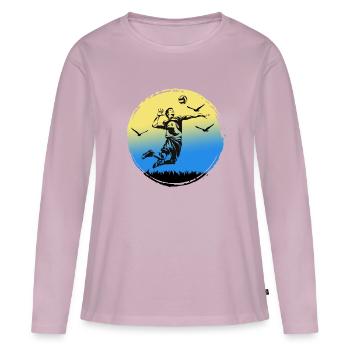 VOLLEYBALL Volleyball SCHMETTERBALL Temps d’arrêt - T-shirt manches longues Premium bio Femme - rose poudré - Devant - Julia (174cm)