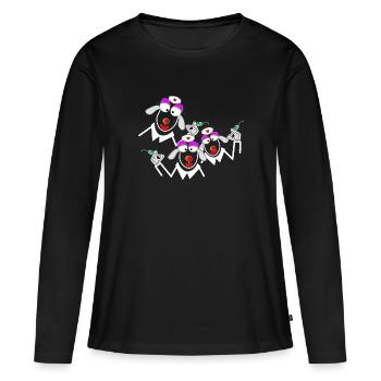 Équipe du service des infirmières - T-shirt manches longues Premium bio Femme - noir - Devant - Julia (174cm)