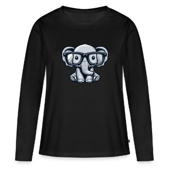 Éléphant ringard avec des lunettes - T-shirt manches longues Premium bio Femme - noir - Devant - Julia (174cm)