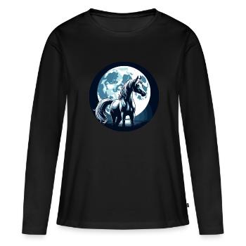 Arabische Pferdekunst - Frauen Premium Bio Langarmshirt - Schwarz - Vorne - Julia (174cm)