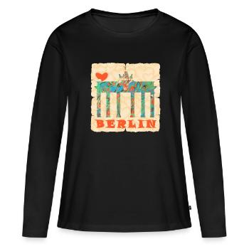 Porte de Brandebourg E 4 - T-shirt manches longues Premium bio Femme - noir - Devant - Julia (174cm)