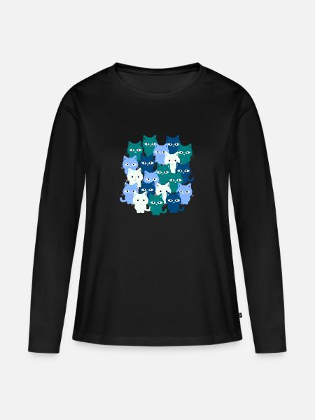 Katzen, Katzen, Katzen - Frauen Premium Bio Langarmshirt - Schwarz