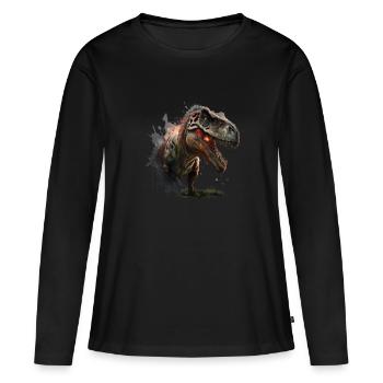 Ein echter Dino-König: Der T-Rex in Aktion - Frauen Premium Bio Langarmshirt - Schwarz - Vorne - Julia (174cm)