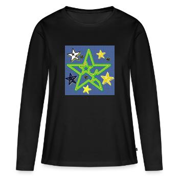 STARS - Boutique WoW - 2023 - T-shirt manches longues Premium bio Femme - noir - Devant - Julia (174cm)
