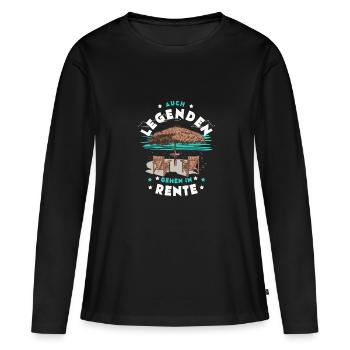 Rentner Rente Pension Auch Legenden gehen in Rente - Frauen Premium Bio Langarmshirt - Schwarz - Vorne - Julia (174cm)