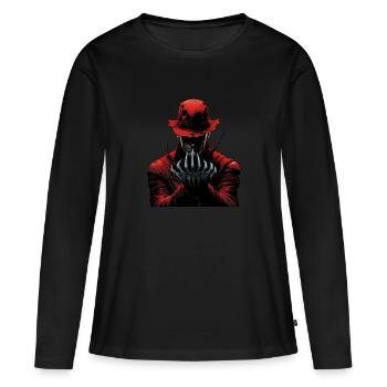 Horror, Unheimlicher Mann - Frauen Premium Bio Langarmshirt - Schwarz - Vorne - Julia (174cm)