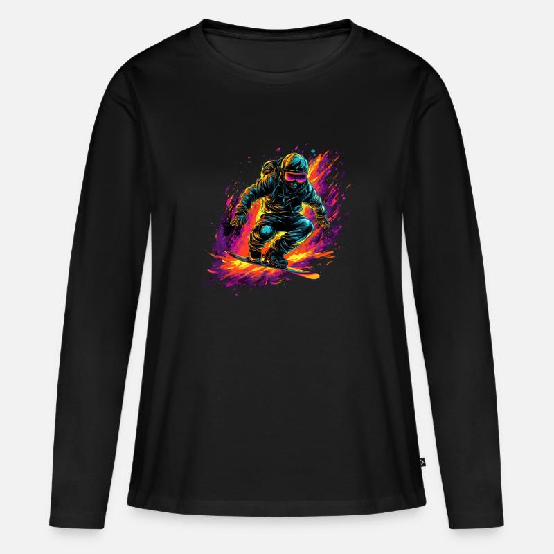 Snowboard - Frauen Premium Bio Langarmshirt - Schwarz