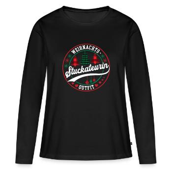 Stuckateurin Weihnachten Verputzerin Trockenbau - Frauen Premium Bio Langarmshirt - Schwarz - Vorne - Julia (174cm)