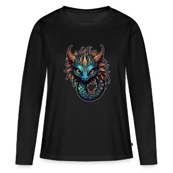 Créature fantastique adorable - T-shirt manches longues Premium bio Femme - noir - Devant - Julia (174cm)