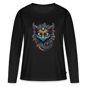 Créature fantastique adorable - T-shirt manches longues Premium bio Femme - noir - Devant - Julia (174cm)