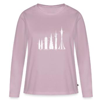 Tallest Skyscrapers Clouds Buildings Mega Towers - Women's Premium Organic Long Sleeve Shirt - dusky pink - Front - Julia (174cm)