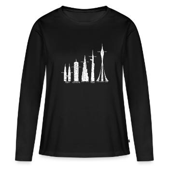 Les plus hauts gratte-ciel Nuages Bâtiments Méga tours - T-shirt manches longues Premium bio Femme - noir - Devant - Julia (174cm)