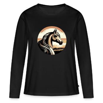 Arabische Pferdekunst - Frauen Premium Bio Langarmshirt - Schwarz - Vorne - Julia (174cm)