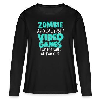 Zombie Apocalypse Video Games Prepared Me Gift - Women's Premium Organic Long Sleeve Shirt - black - Front - Julia (174cm)