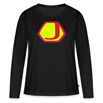 J Superhero Symbole Logo super héros - T-shirt manches longues Premium bio Femme - noir - Devant - Julia (174cm)