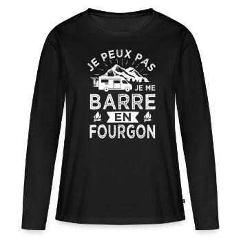 je peux pas barre en fourgon camping car - T-shirt manches longues Premium bio Femme - noir - Devant - Julia (174cm)