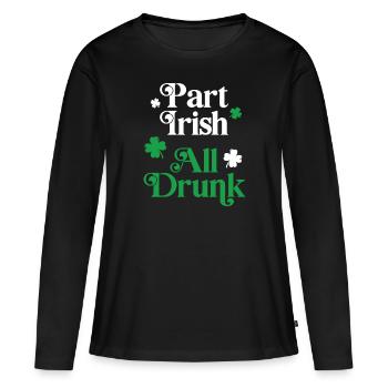 En partie irlandais, tout ivre - T-shirt manches longues Premium bio Femme - noir - Devant - Julia (174cm)
