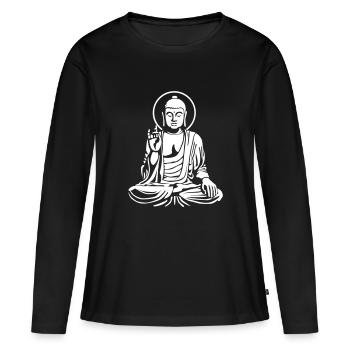 Young Buddha No.1_1c - Frauen Premium Bio Langarmshirt - Schwarz - Vorne - Julia (174cm)