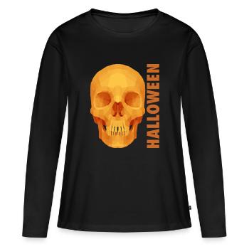 Crâne d'Halloween - T-shirt manches longues Premium bio Femme - noir - Devant - Julia (174cm)