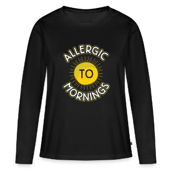Allergique au bâillon drôle du matin - T-shirt manches longues Premium bio Femme - noir - Devant - Julia (174cm)
