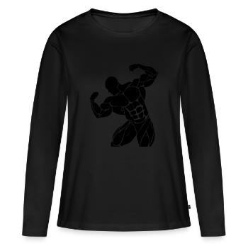 musculation - T-shirt manches longues Premium bio Femme - noir - Devant - Julia (174cm)