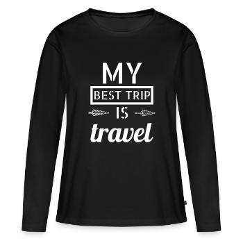 Travel - My best trip is travel - T-shirt manches longues Premium bio Femme - noir - Devant - Julia (174cm)