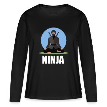Ninja - T-shirt manches longues Premium bio Femme - noir - Devant - Julia (174cm)