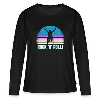 Rock and Roll Rollstuhlfahrer Rolli Rollstuhl - Frauen Premium Bio Langarmshirt - Schwarz - Vorne - Julia (174cm)