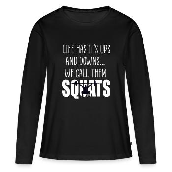 Squats Gym Angebot - Frauen Premium Bio Langarmshirt - Schwarz - Vorne - Julia (174cm)