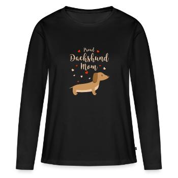 Lustiges Dackel Mama Geschenk Proud Dachshund Mom - Frauen Premium Bio Langarmshirt - Schwarz - Vorne - Julia (174cm)