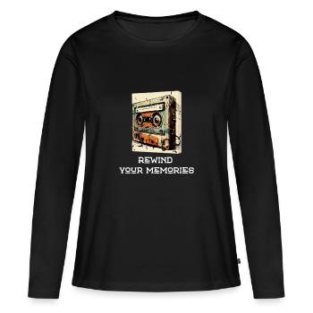 Spulen Sie Ihre Erinnerungen zurück - Frauen Premium Bio Langarmshirt - Schwarz - Vorne - Julia (174cm)