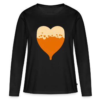 Le cœur rempli de bière - T-shirt manches longues Premium bio Femme - noir - Devant - Julia (174cm)