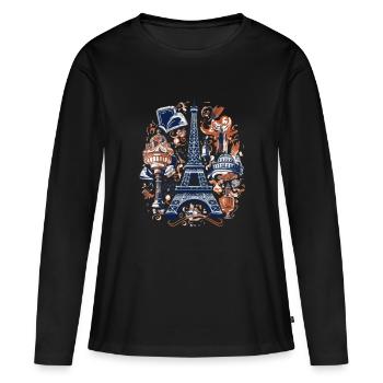 Paris et ses monuments - T-shirt manches longues Premium bio Femme - noir - Devant - Julia (174cm)