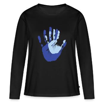 Bébé main dans la main Parents - T-shirt manches longues Premium bio Femme - noir - Devant - Julia (174cm)