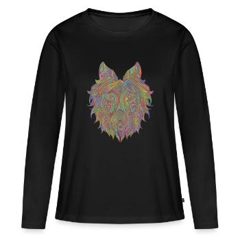 Wolfgang - T-shirt manches longues Premium bio Femme - noir - Devant - Julia (174cm)