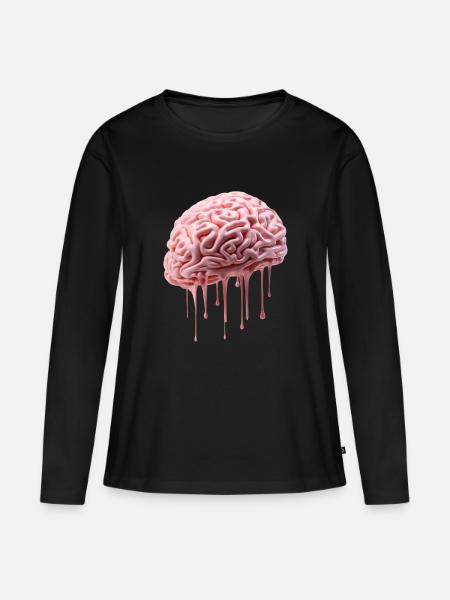 Melting Brain - Frauen Premium Bio Langarmshirt - Schwarz