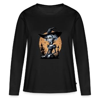 sorcière classique 5 - T-shirt manches longues Premium bio Femme - noir - Devant - Julia (174cm)