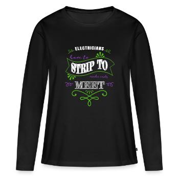 heureux ingénieur drôle citation apprenti électricien - T-shirt manches longues Premium bio Femme - noir - Devant - Julia (174cm)