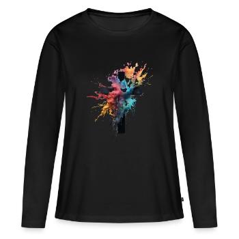 Conception de croix Christianisme chrétien et orthodoxe - T-shirt manches longues Premium bio Femme - noir - Devant - Julia (174cm)