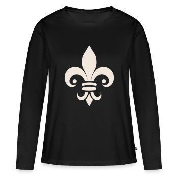 Simple Fleur de lys Design - T-shirt manches longues Premium bio Femme - noir - Devant - Julia (174cm)