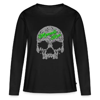 Crâne Memento Mori - T-shirt manches longues Premium bio Femme - noir - Devant - Julia (174cm)