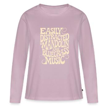 Faszination für Mandoline und Bluegrass - Frauen Premium Bio Langarmshirt - Altrosa - Vorne - Julia (174cm)