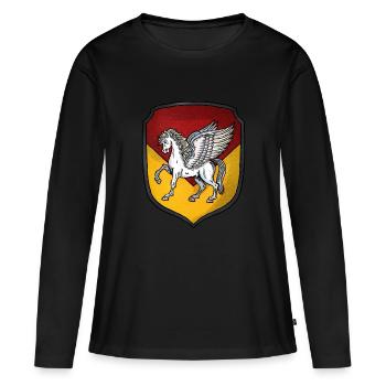 Armoiries Pégase d’argent - T-shirt manches longues Premium bio Femme - noir - Devant - Julia (174cm)