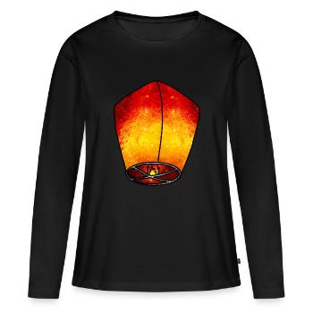 Lanterne Céleste Cosmique - T-shirt manches longues Premium bio Femme - noir - Devant - Julia (174cm)