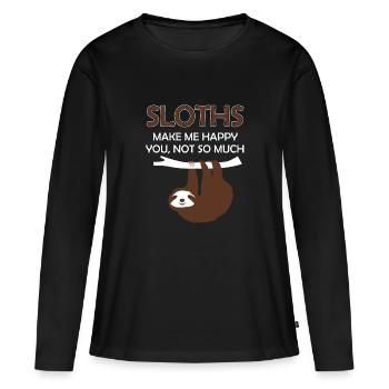 Les paresseux me rendent heureux que tu n'aimes pas ça - T-shirt manches longues Premium bio Femme - noir - Devant - Julia (174cm)