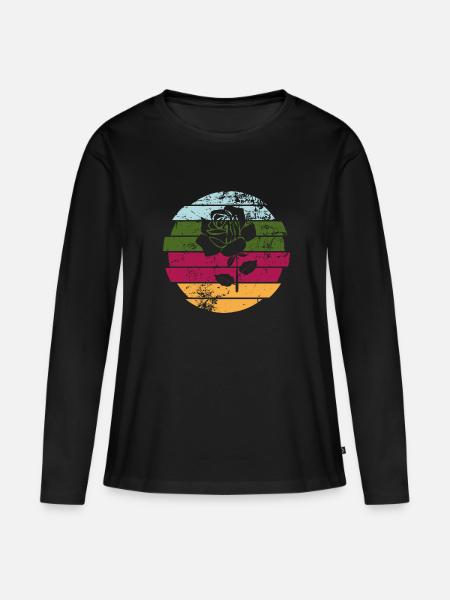 Rose - Frauen Premium Bio Langarmshirt - Schwarz