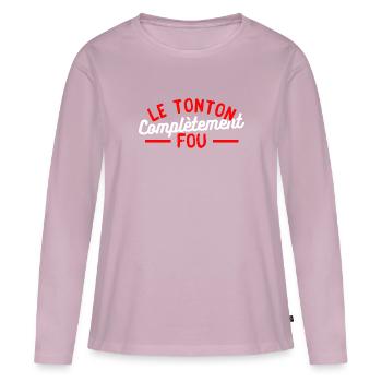 Le tonton complètement fou - T-shirt manches longues Premium bio Femme - rose poudré - Devant - Julia (174cm)