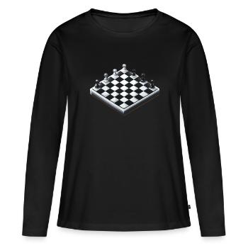 Schachbrett Schach - Frauen Premium Bio Langarmshirt - Schwarz - Vorne - Julia (174cm)